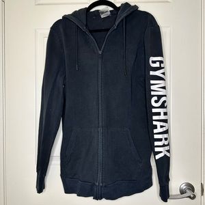 Gymshark black zip up jacket w logo on arm - men’s size L
